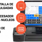 tpv con pantalla de 17 pulgadas, procesador de 4 núcleos y 4 GB RAM