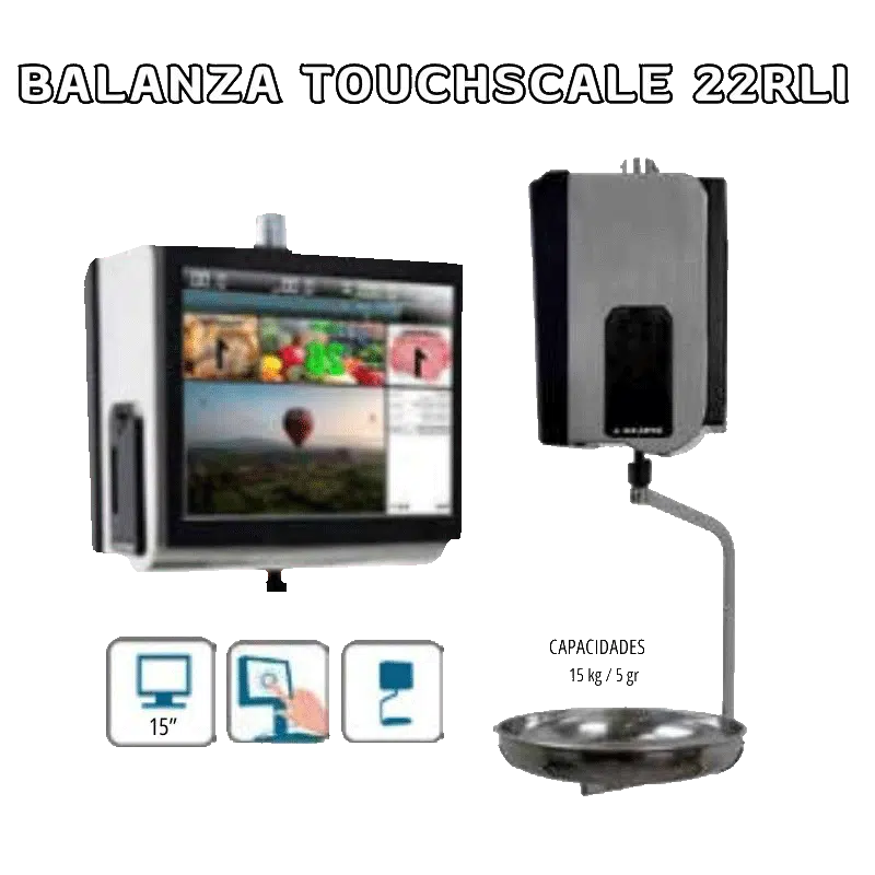 Propiedades de las balanza colgante táctil touch scale 22 rl i para pescadería, carnicería, y frutería de Clienty.