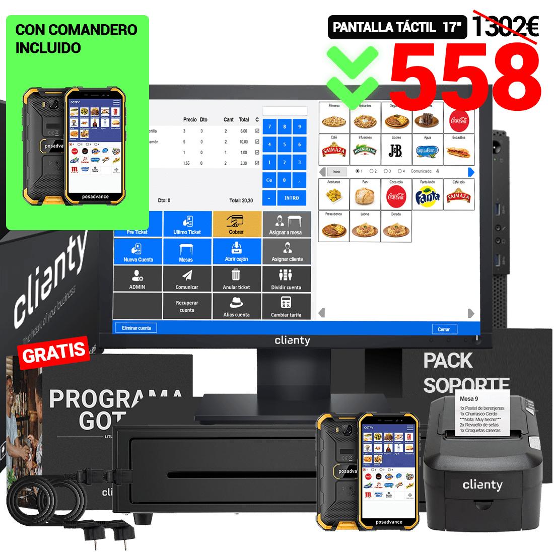 TPV Clienty MAXI con comandero.