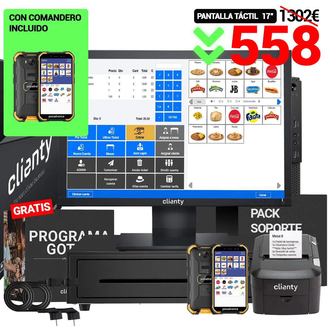 TPV Clienty MAXI con comandero.