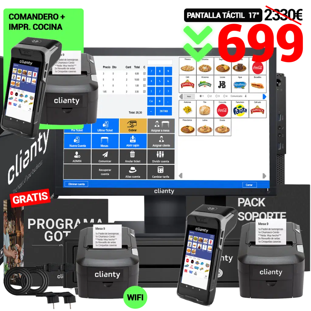 Pack de tpv con comendero e impresora para cocina