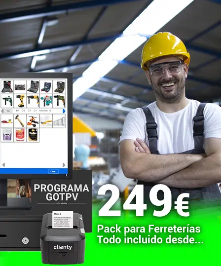 TPV para ferretería Clienty con software de control de stock