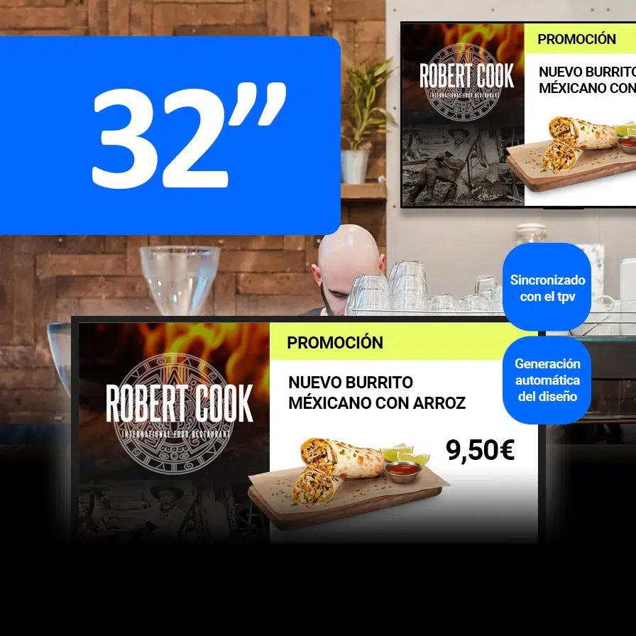 Pantalla publicitaria integrada con TPV