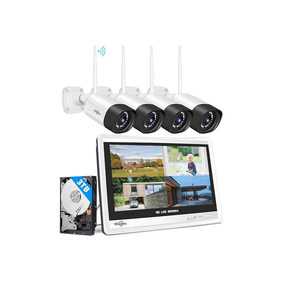 Hiseeu 5MP Kit Camaras de Vigilancia WiFi